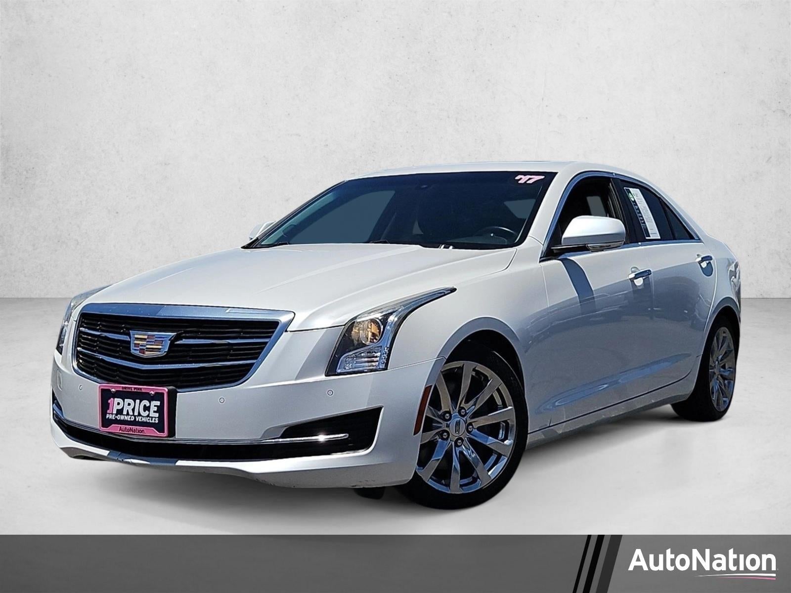 2017 Cadillac ATS Luxury RWD in Crystal White Tricoat — front three-quarter view